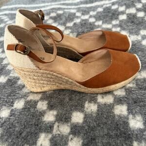 Bass Women's Size 7.5 M Cottage Boho Suede Espadrille Wedge Sandals